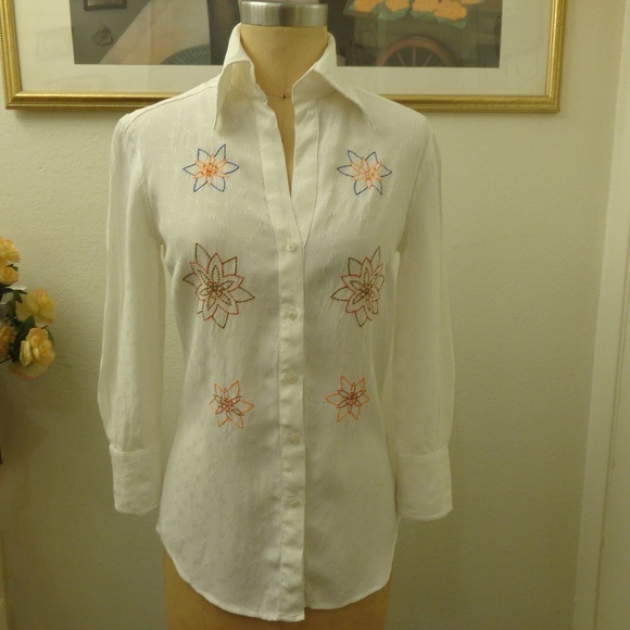 Allen B Floral Embroidered Button Down Shirt - Picture 1 of 8